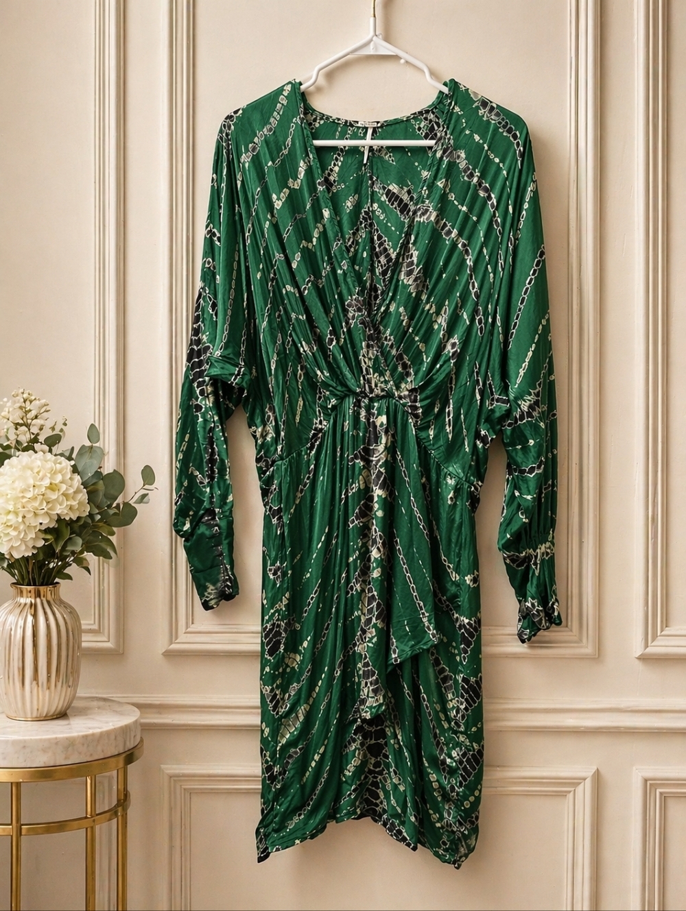 YFB XS Green Printed Twist-Waist Dress